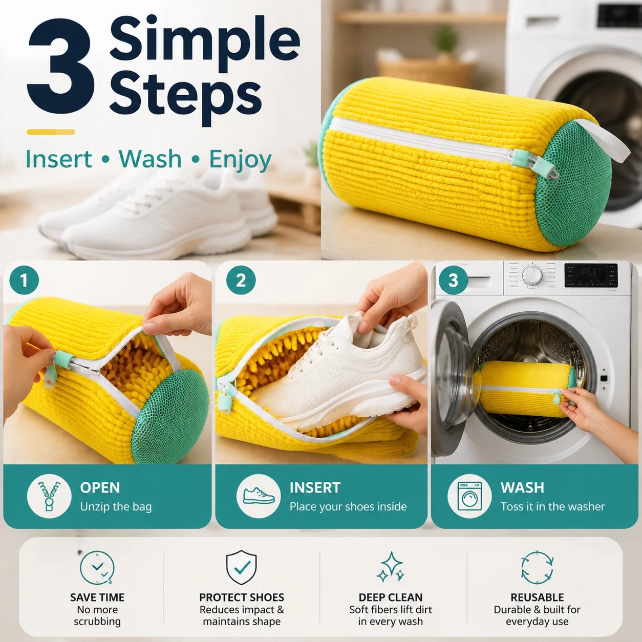 Reusable shoe washing bag for sneakers Reusable shoe washing bag for sneakers
