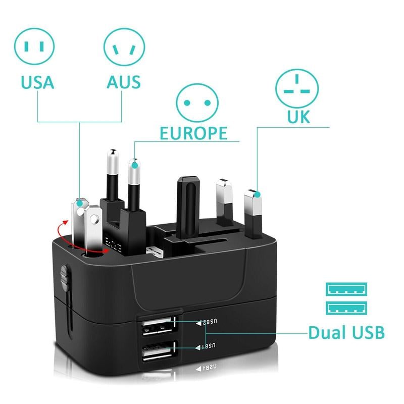 Product Introduction of Universal Travel Plug Adapter, 2 USB Ports World Travel AC Power Adapter, Non-Fusion AC Power Adapter, Tech Gadgets 13