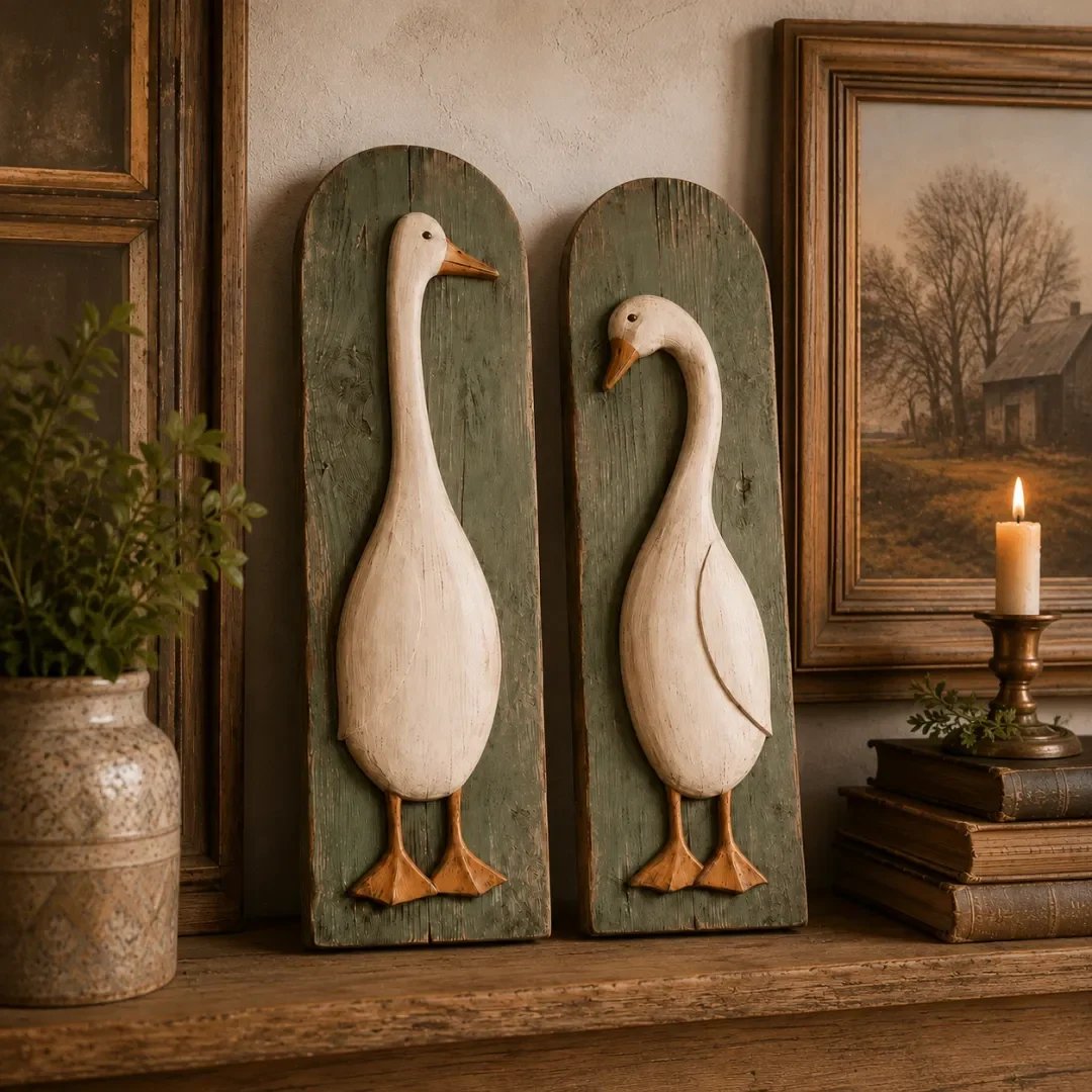 Handgemaakte wanddecoratieset met ganzenmotief