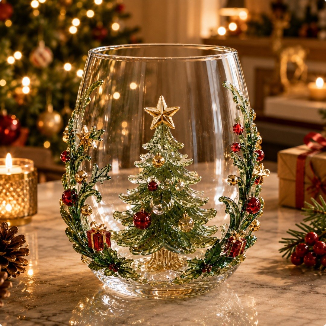 Christmas Tree 3D Glass Cup