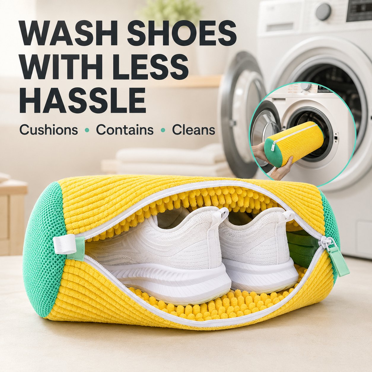 Soft microfiber shoe washing bag