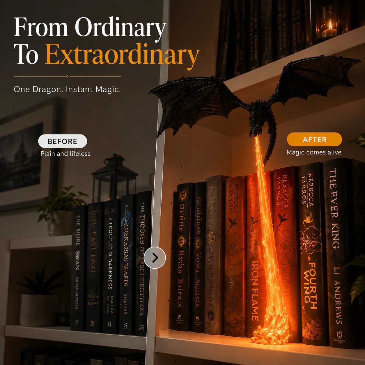 Realistic dragon fire LED bookshelf decoration Realistic dragon fire LED bookshelf decoration