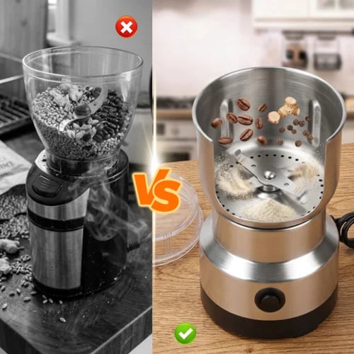 High-speed dual blade stainless steel grinder for dry grains beans spices and coffee