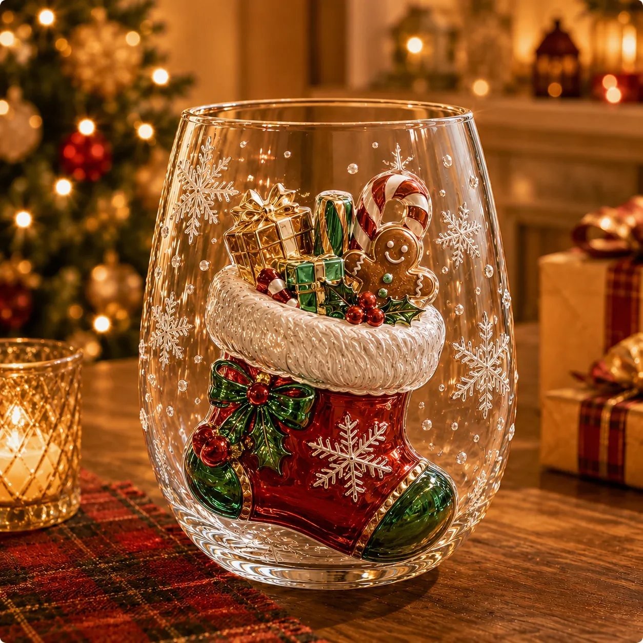 Christmas Stocking 3D Glass Cup