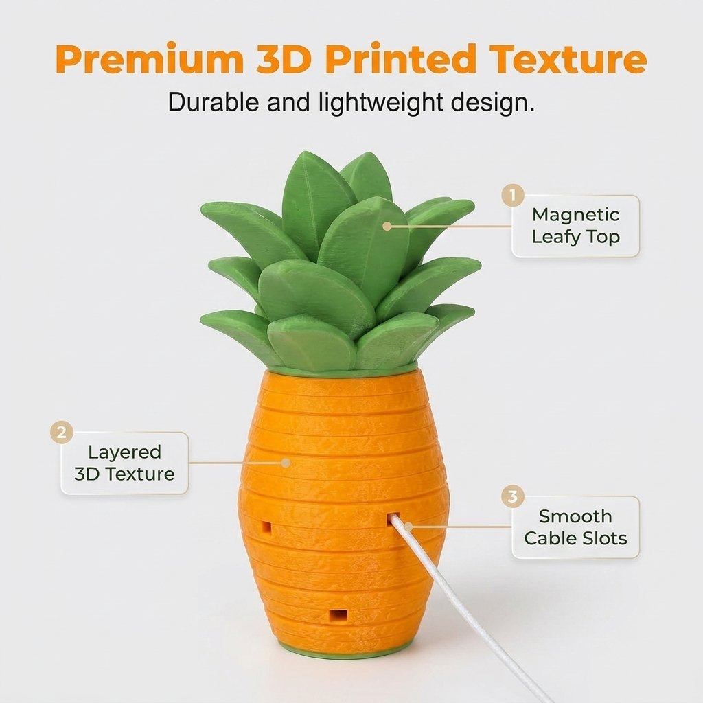 3D printed pineapple cable organizer texture