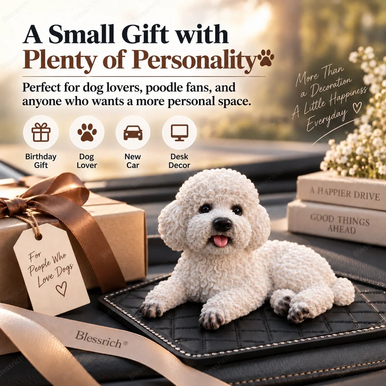 Poodle car ornament gift idea for dog lovers
