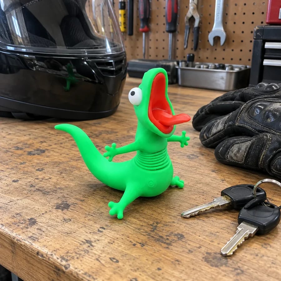 Character decoration shown near bicycle handlebars