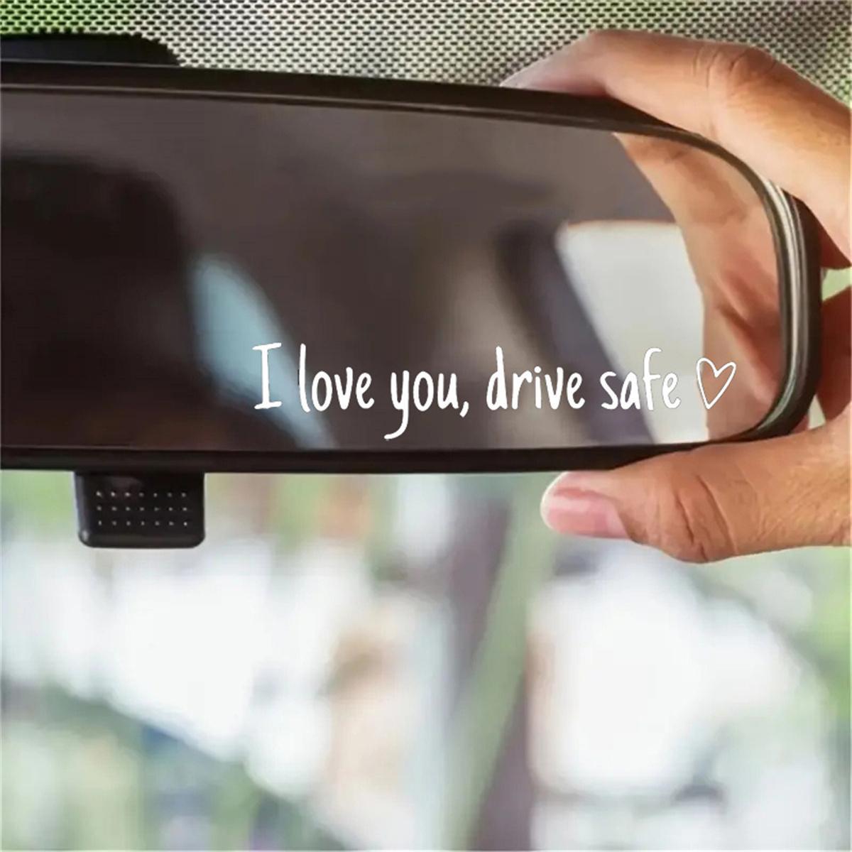 Vinyl Decal for Car,4 Counts Set I Love You Drive Safe Car Mirror Decal,Car Rearview Mirror Sticker,Universal Car Accessory.