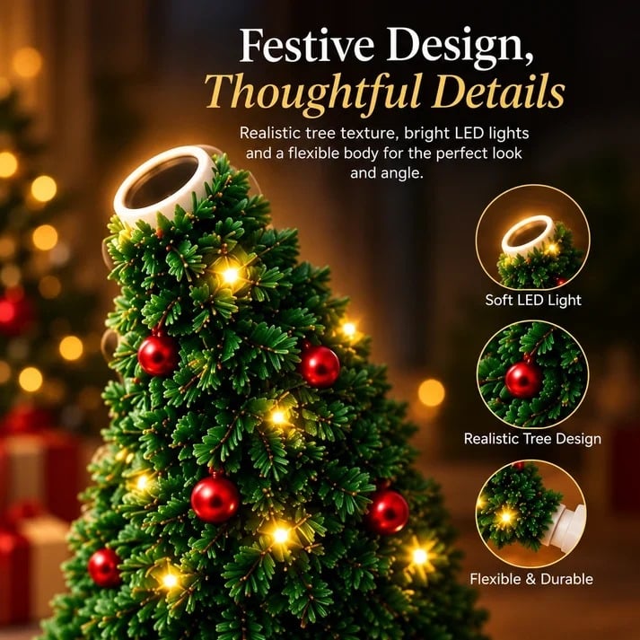 Christmas tree LED lamp in holiday setting