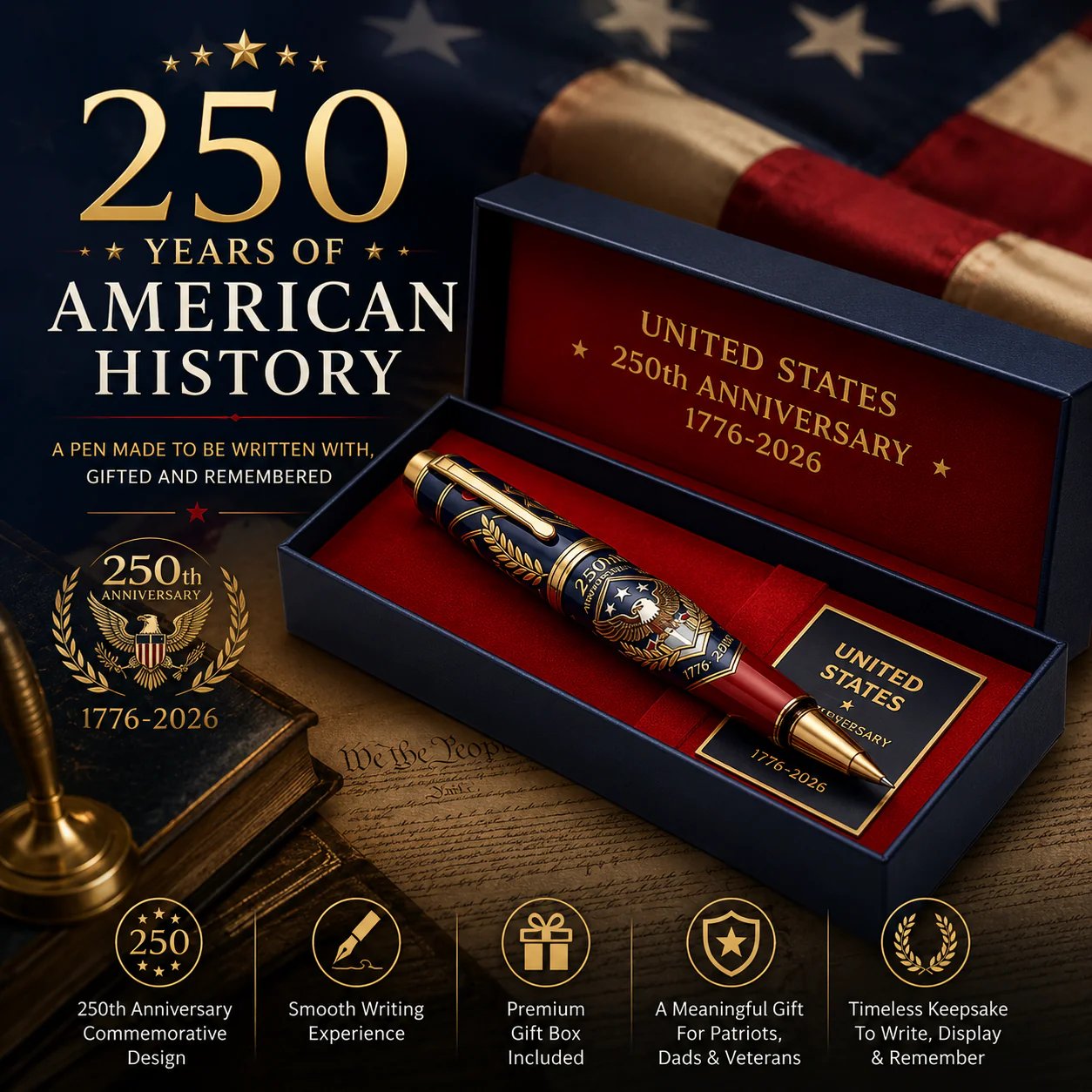 America 250th anniversary commemorative pen gift set
