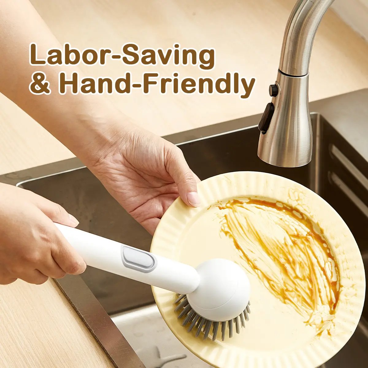 Ergonomic anti slip dish brush handle