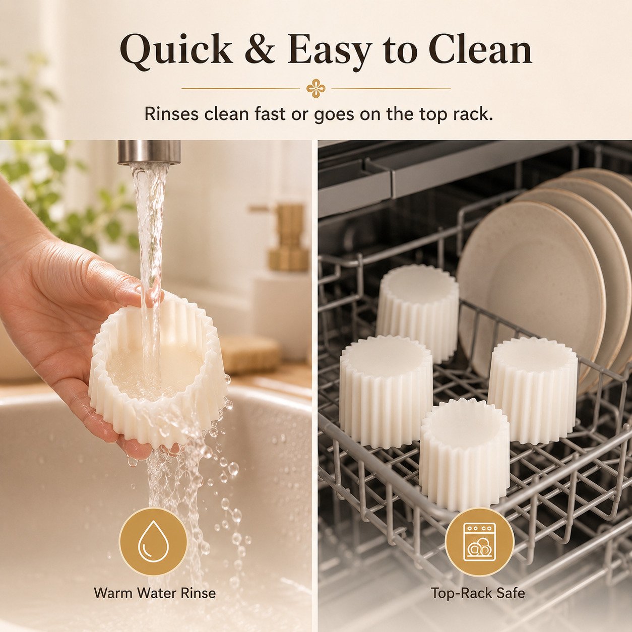 Easy to clean reusable pastry mold warm water rinse and top rack safe