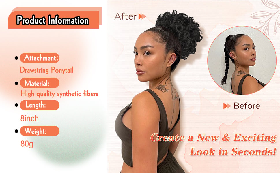 Messy hair bun hair piece