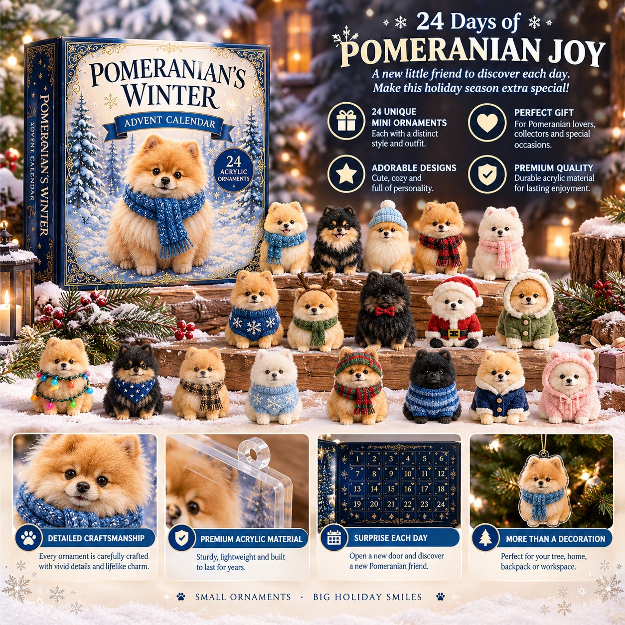24 Pomeranian acrylic charms
