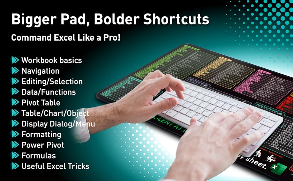 Excel Shortcuts Quick Guide Mouse pad for beginner and Pro Excel Shortcuts Quick Guide Mouse pad for beginner and Pro
