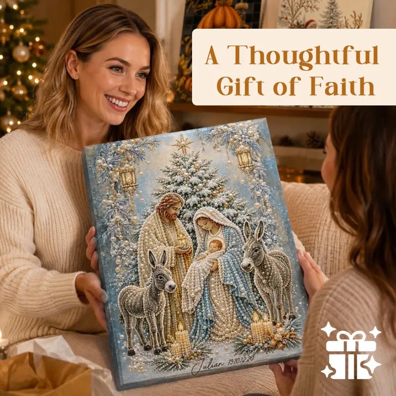 Family Christmas diamond painting craft activity