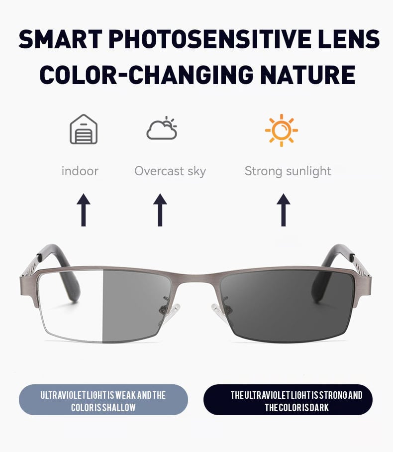 Lenses shown clear indoors and tinted in sunlight
