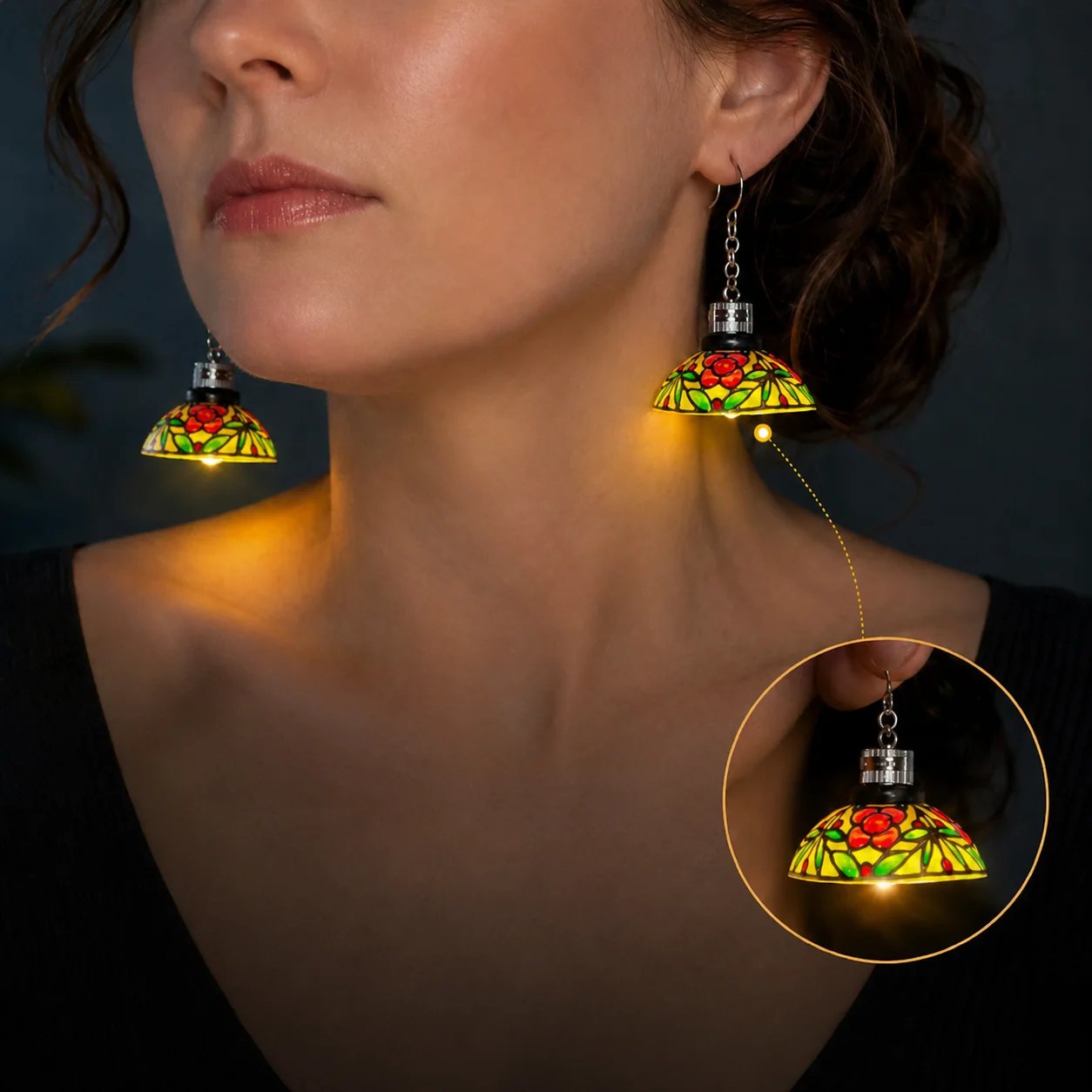 Handmade Vintage Light-Up Chandelier Earrings Handmade Vintage Light-Up Chandelier Earrings