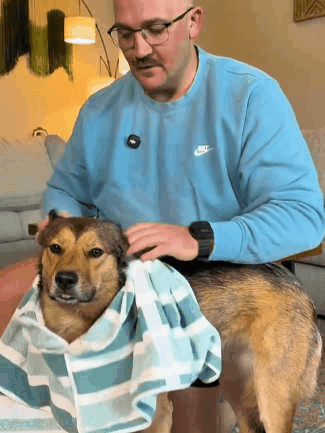 quick dry dog bathrobe in use